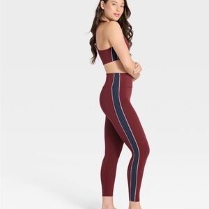 Women's Burgundy and Navy Stripe Leggings